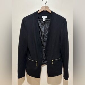 Carmen Marc Valvo Black Blazer Jacket - with gold zippers - Women’s Size 8